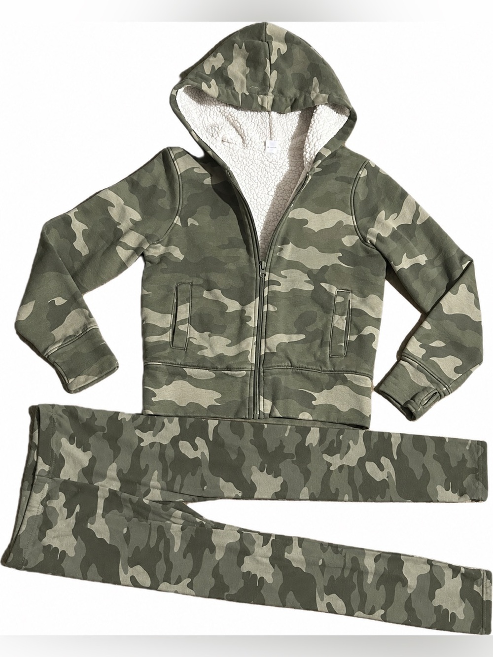 Old Navy Camo Fleece Lined Hoodie & Matching Leggings Set - Girls Size 8